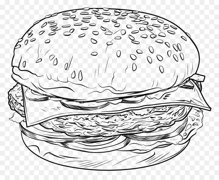 Garis Besar Burger，Burgernya PNG