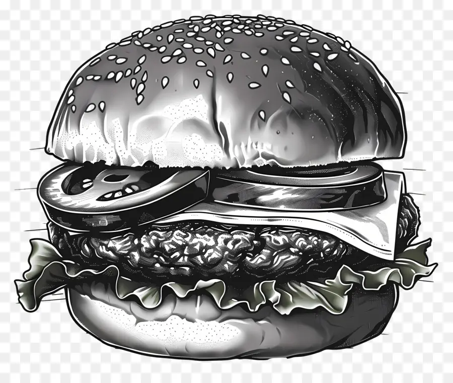 Garis Besar Burger，Sketsa Burger PNG