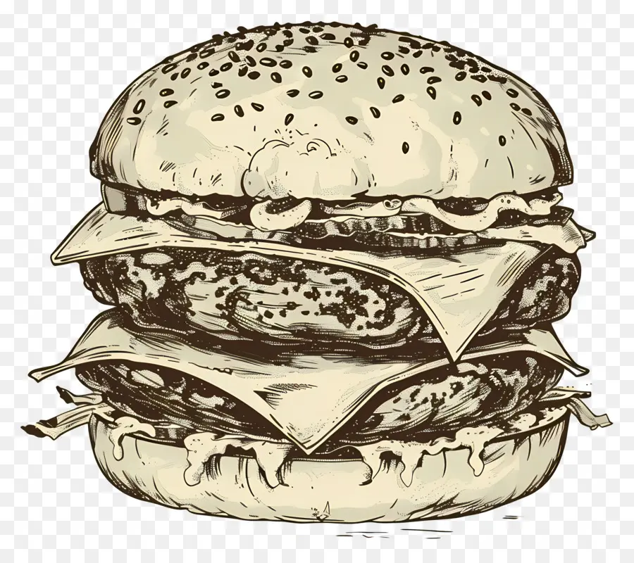 Garis Besar Burger，Sketsa Burger PNG