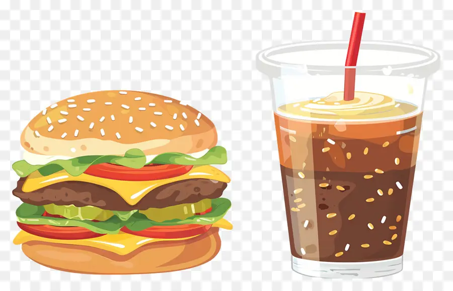 Burger Coca Cola，Burger Dan Minuman PNG