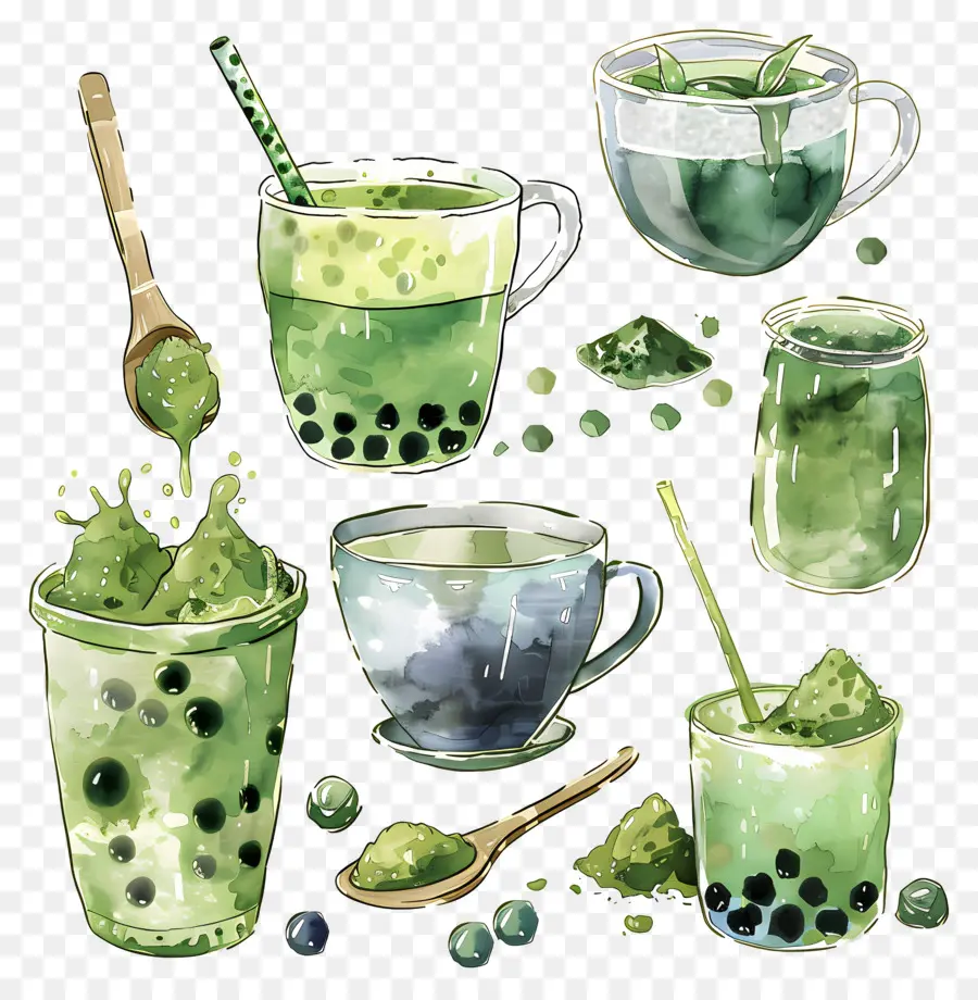 Minuman Matcha，Minuman Hijau PNG