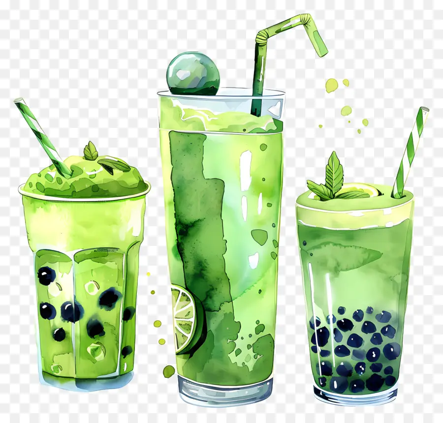 Minuman Matcha，Minuman Hijau PNG