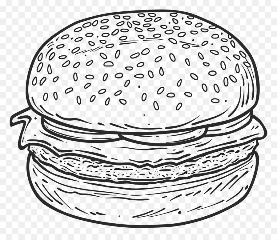 Garis Besar Burger，Sketsa Burger PNG