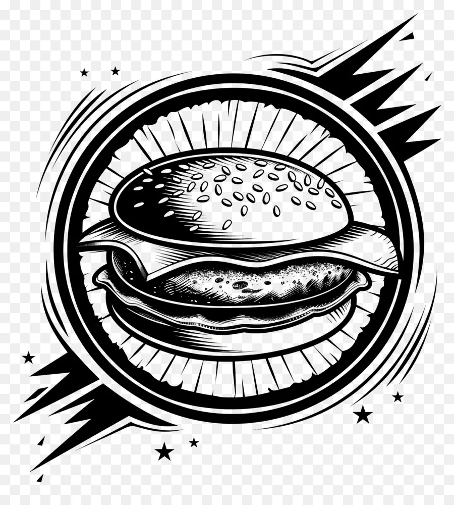 Garis Besar Burger，Ilustrasi Burger PNG