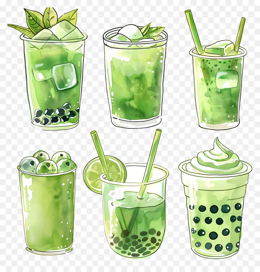 Minuman Matcha，Minuman Hijau PNG