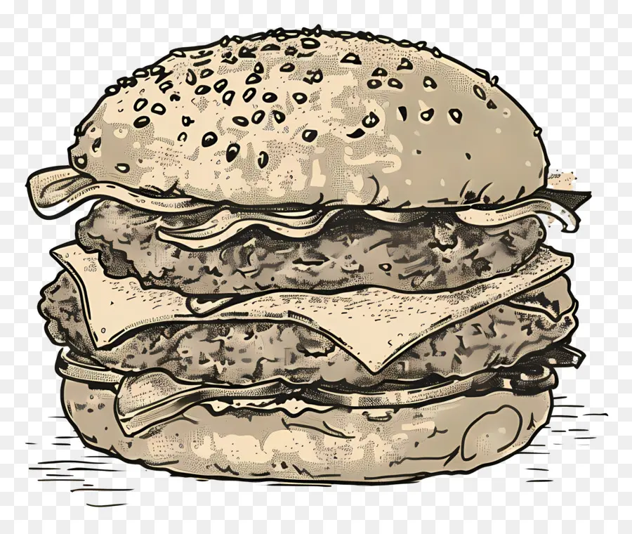 Garis Besar Burger，Sketsa Burger PNG