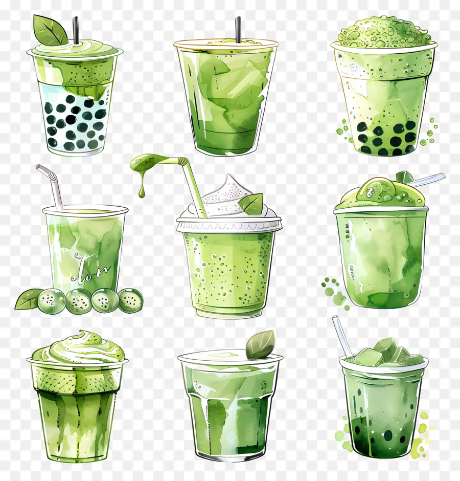 Minuman Matcha，Minuman Hijau PNG