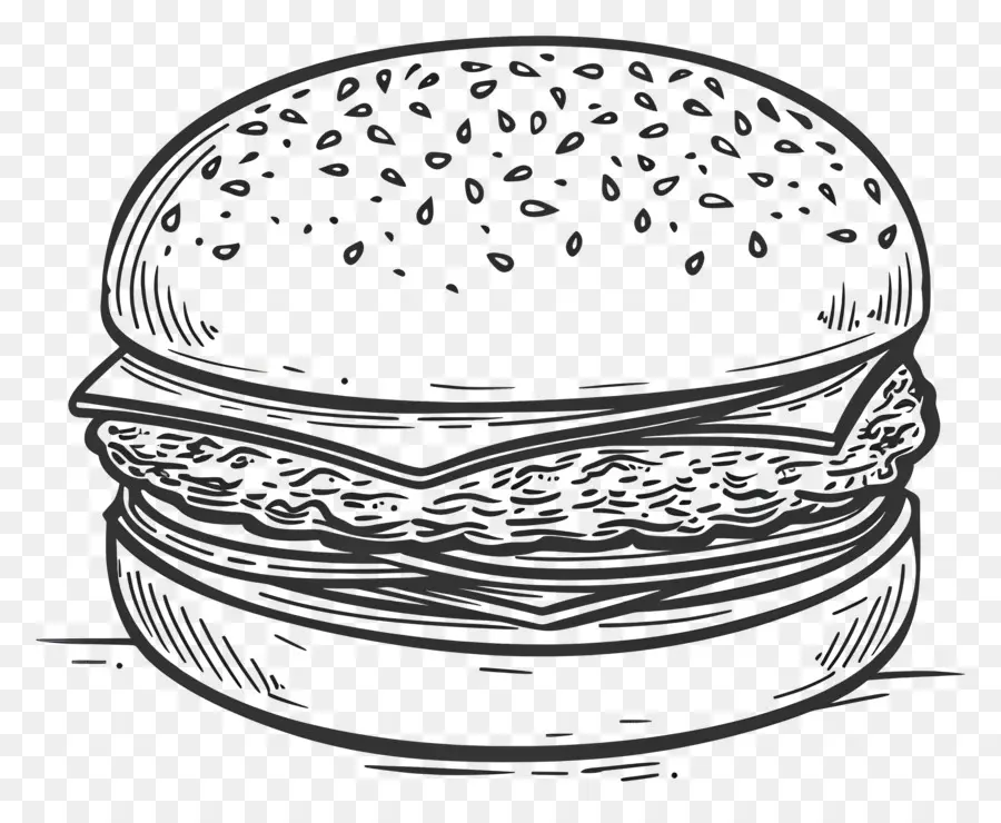 Garis Besar Burger，Sketsa Burger PNG