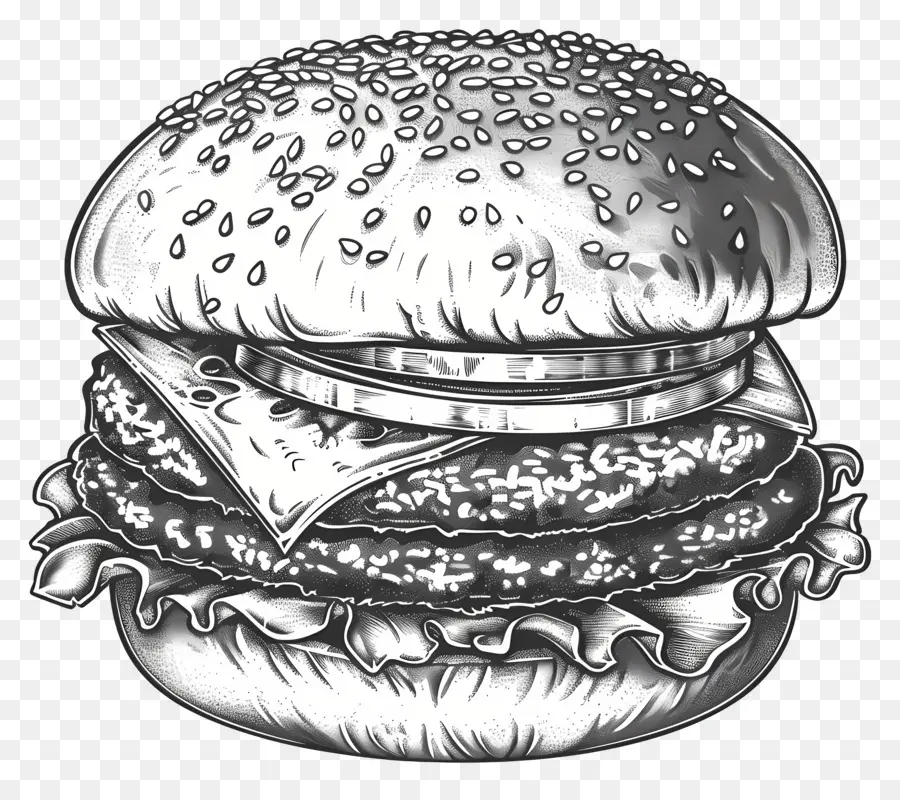 Garis Besar Burger，Sketsa Burger PNG