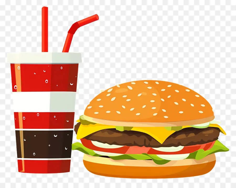 Burger Coca Cola，Burger Dan Minuman PNG