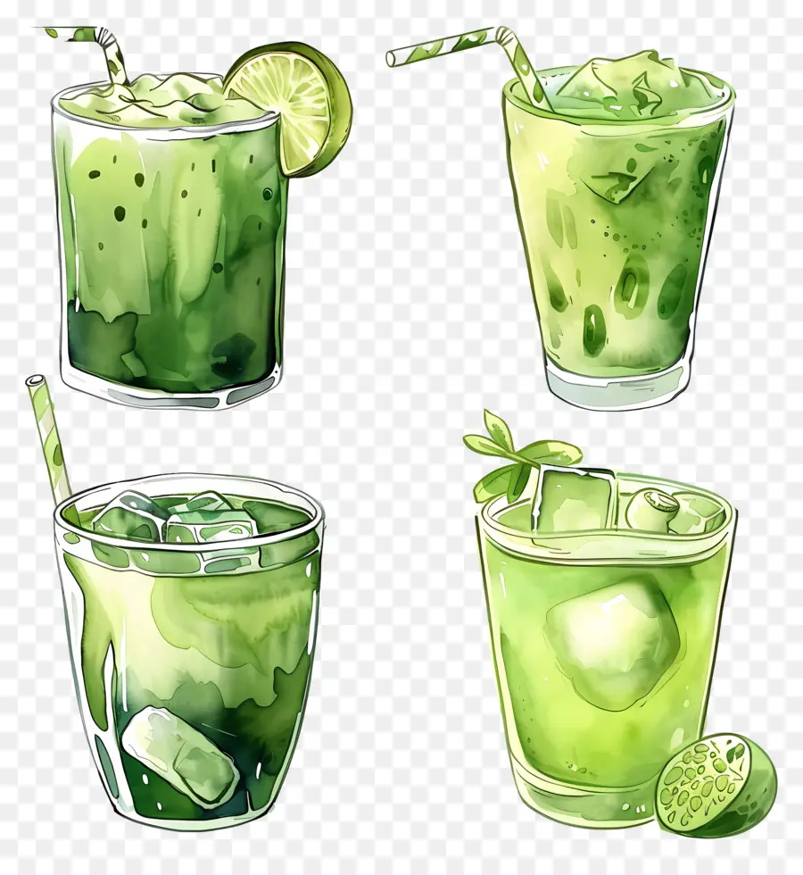 Minuman Matcha，Minuman Hijau PNG