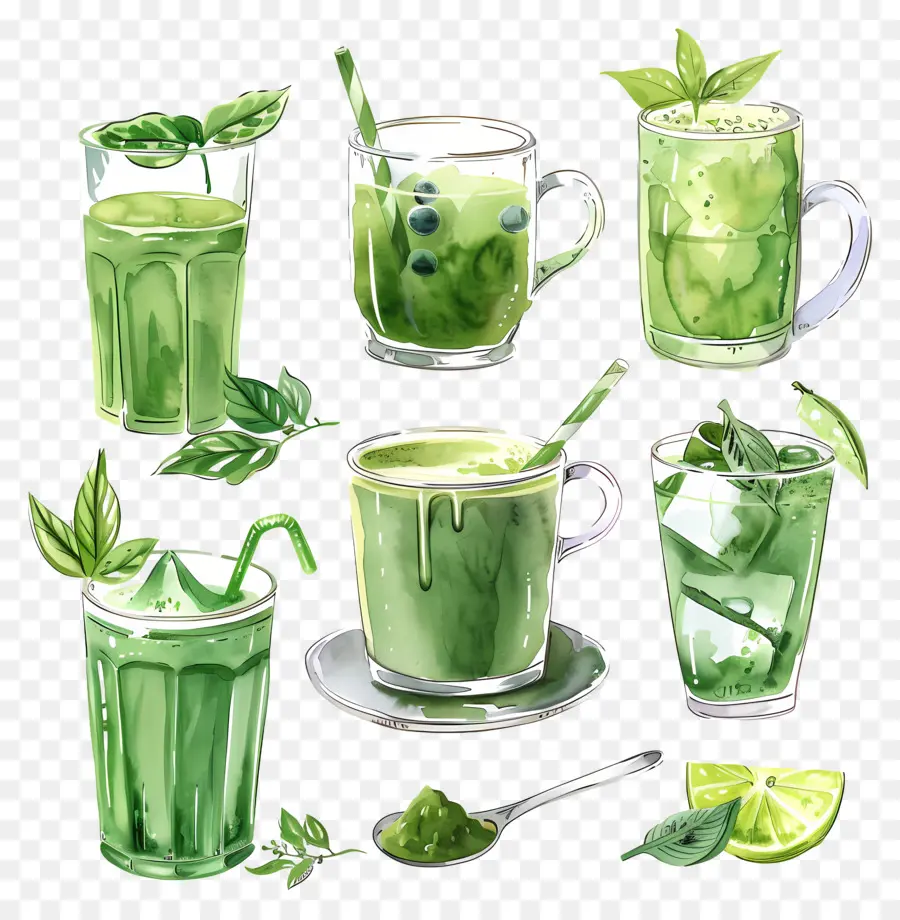 Minuman Matcha，Minuman Hijau PNG