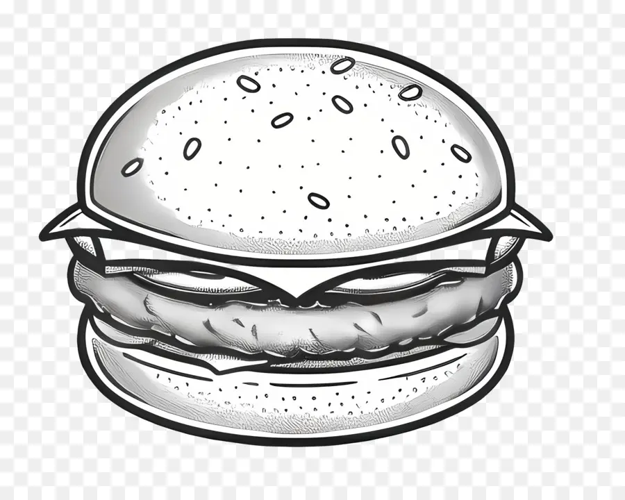 Garis Besar Burger，Sketsa Burger PNG