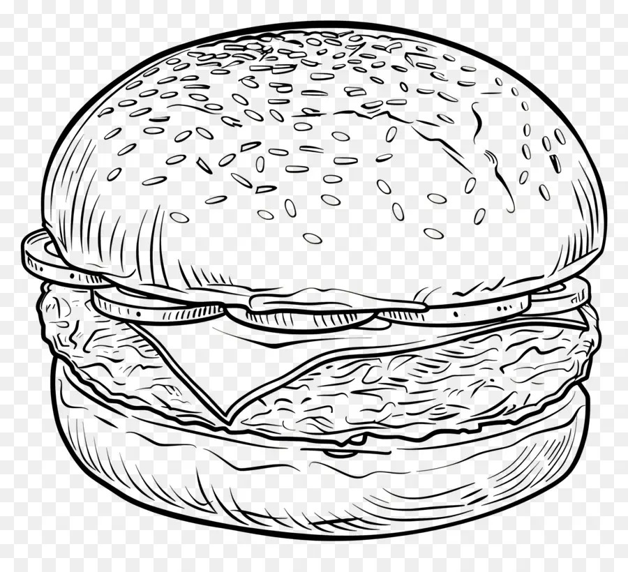 Garis Besar Burger，Sketsa Burger PNG