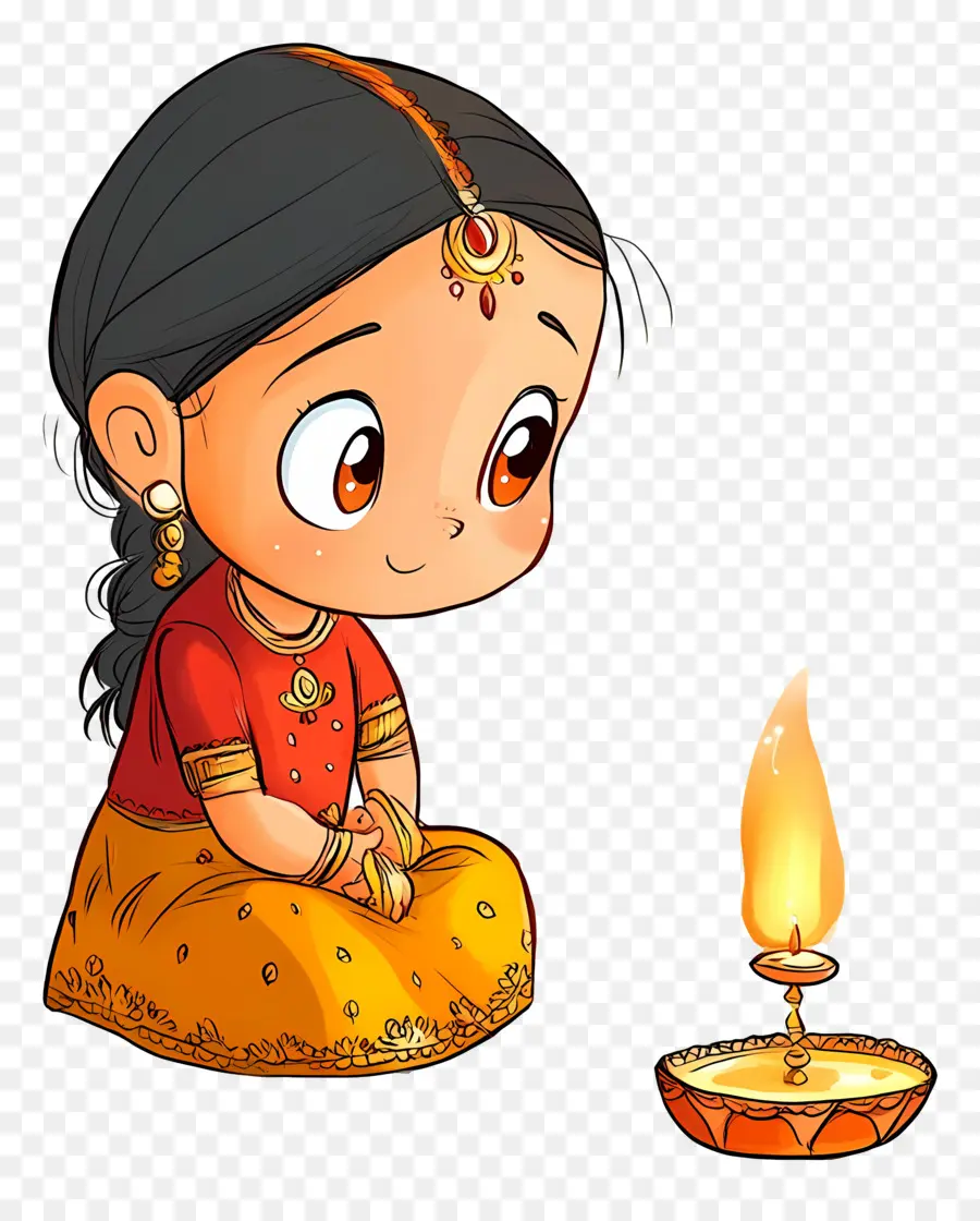 Karva Chauth，Gadis Dengan Diya PNG