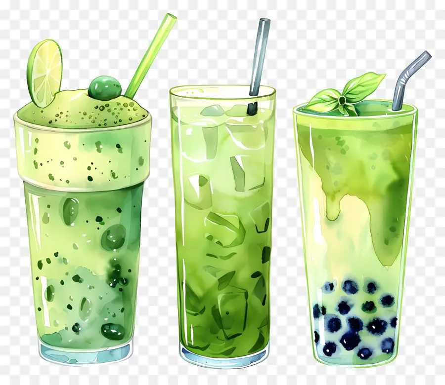 Minuman Matcha，Minuman Hijau PNG