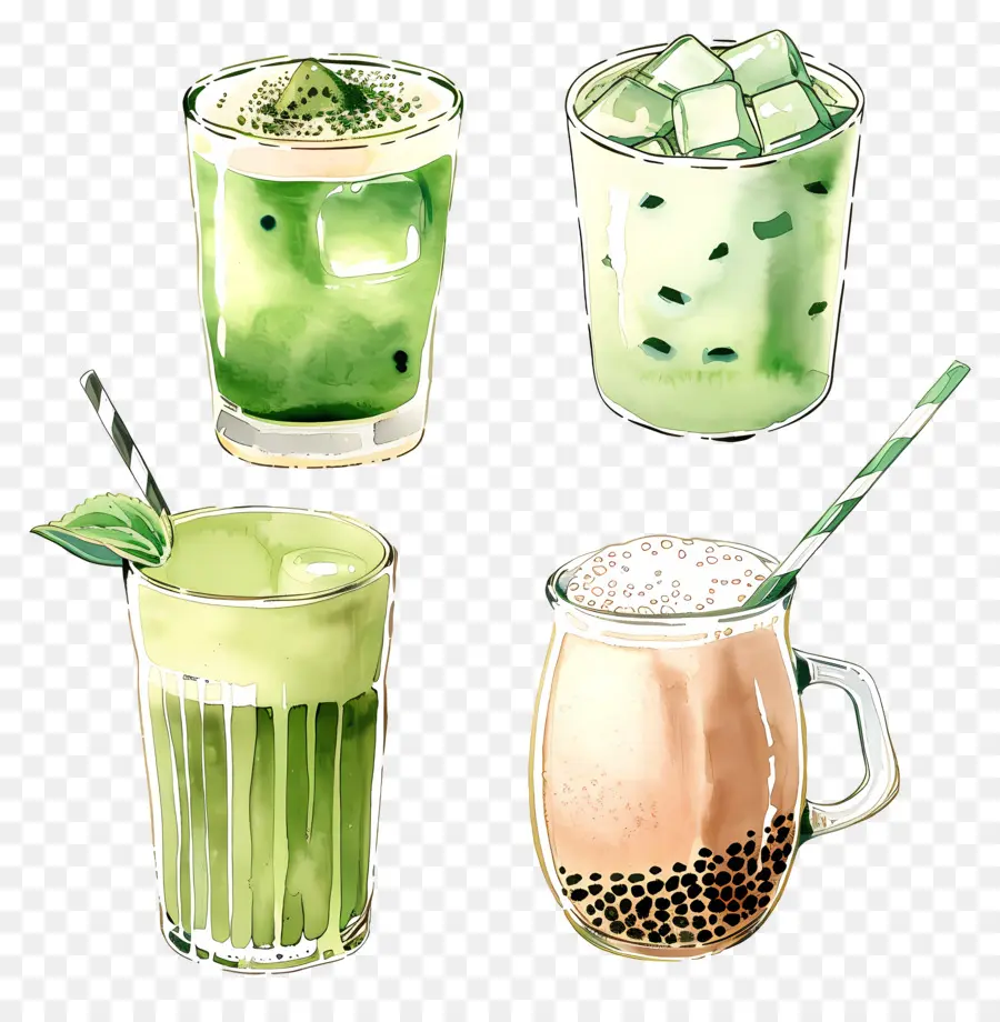 Minuman Matcha，Minuman Hijau PNG