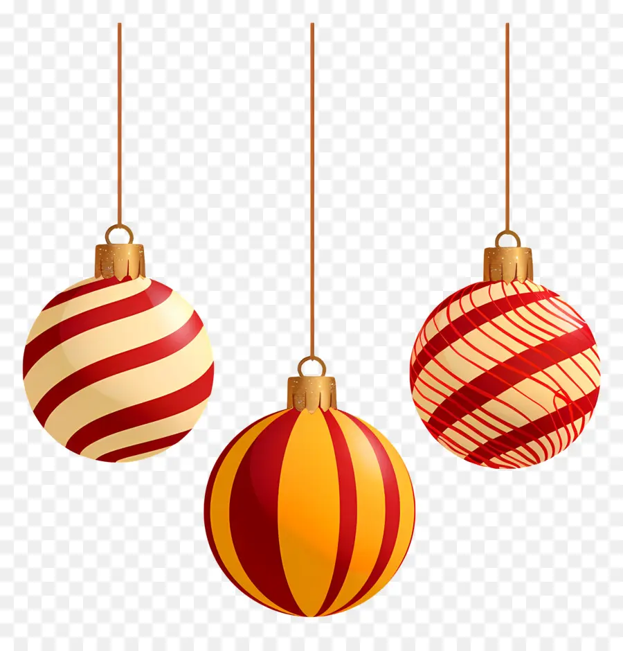 Menggantung Bola Natal，Ornamen Merah Dan Kuning PNG