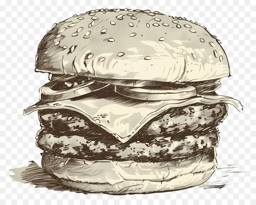 Garis Besar Burger，Sketsa Burger PNG