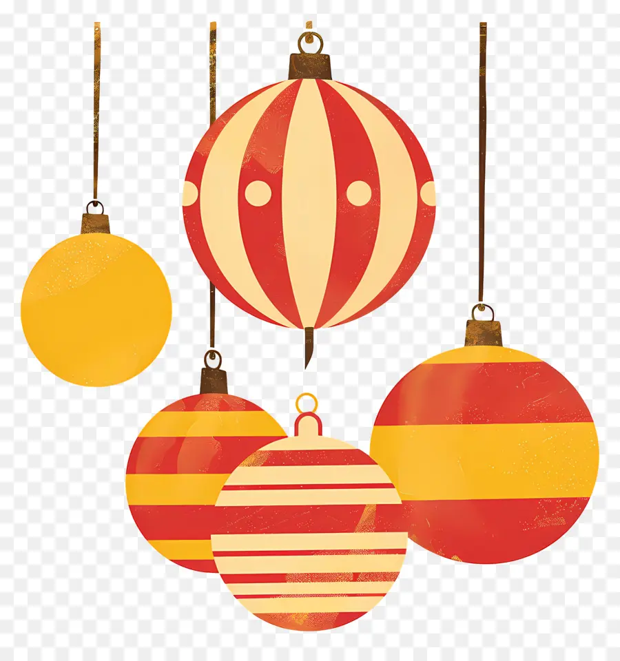 Menggantung Bola Natal，Ornamen Merah Dan Kuning PNG