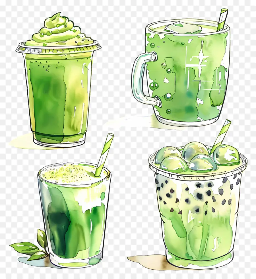 Minuman Matcha，Minuman Hijau PNG