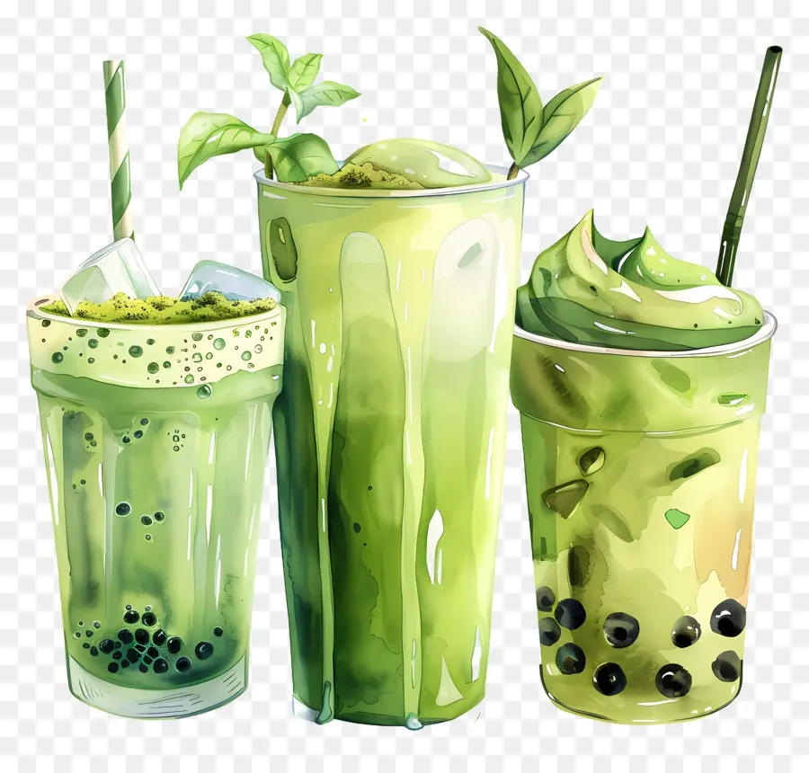 Minuman Matcha，Minuman Hijau PNG