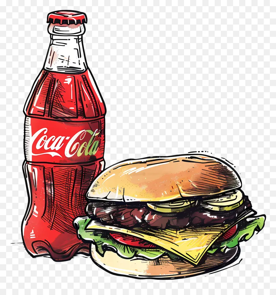 Burger Coca Cola，Coca Cola Dan Burger PNG