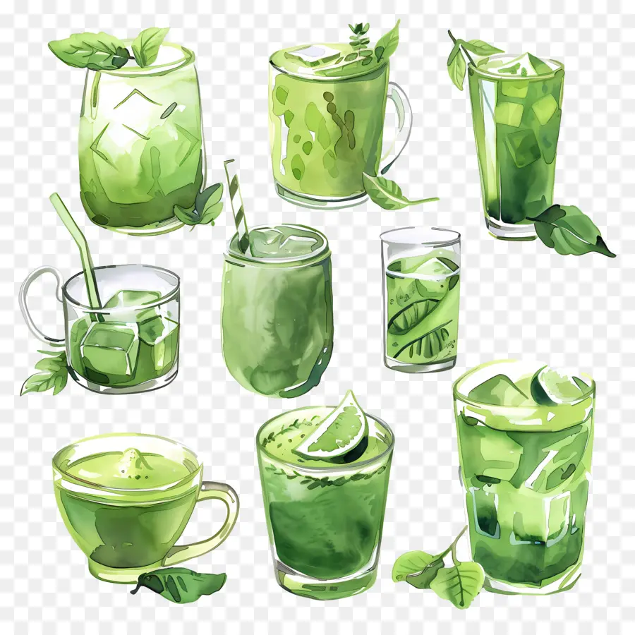 Minuman Matcha，Minuman Hijau PNG