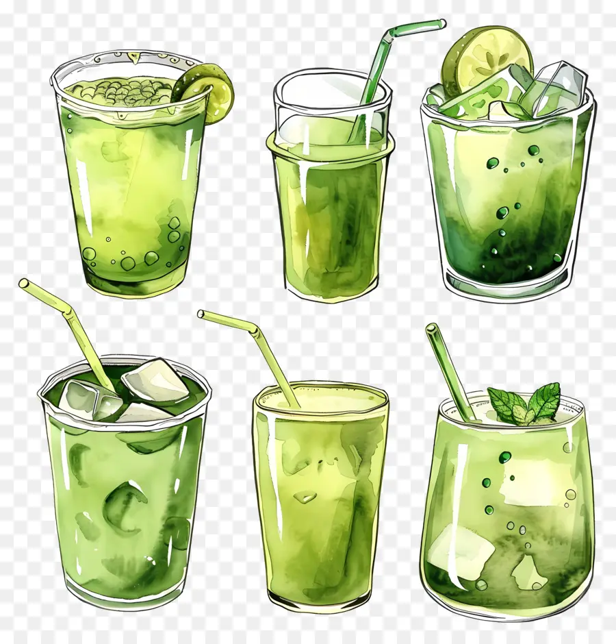 Minuman Matcha，Minuman Hijau PNG