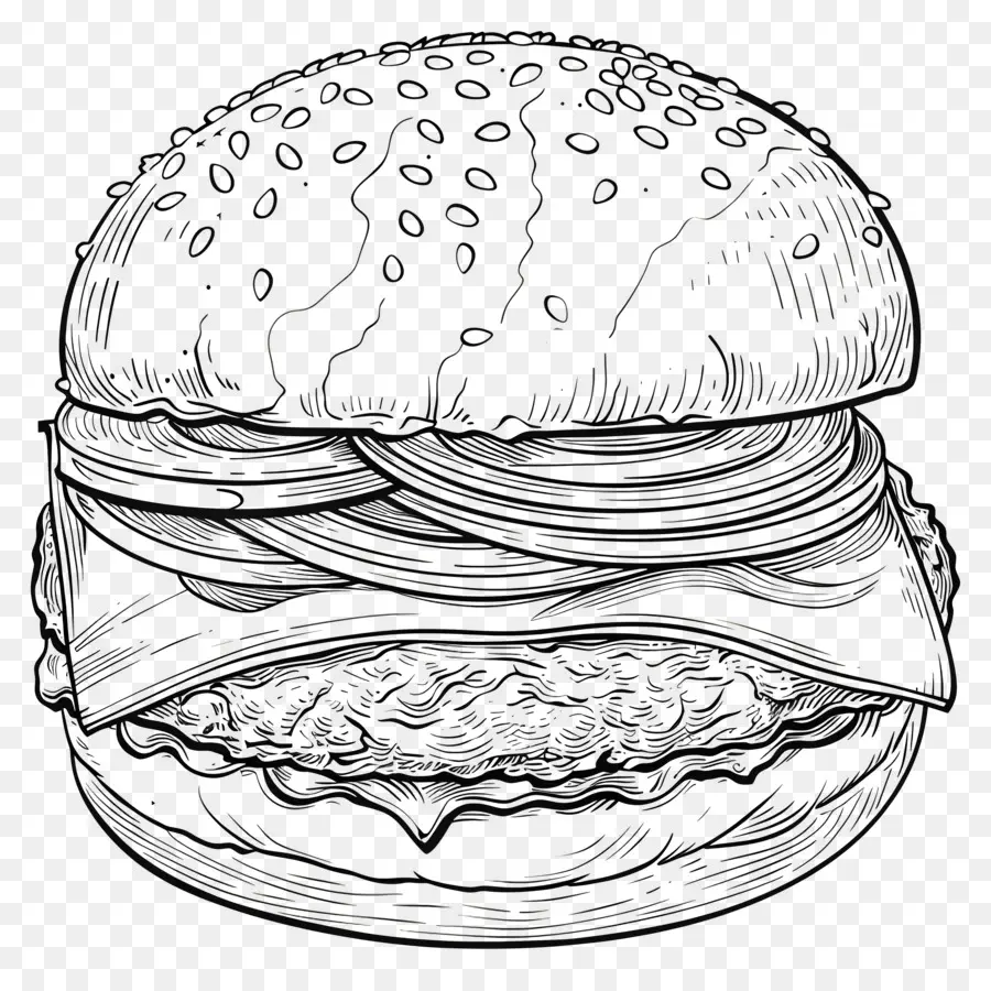 Garis Besar Burger，Burgernya PNG