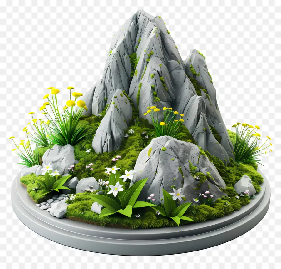 Rumput Gunung，Gunung Miniatur PNG