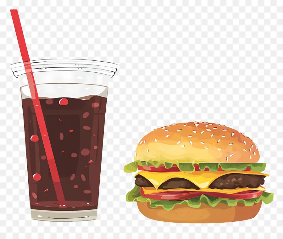 Burger Coca Cola，Burger Dan Minuman PNG