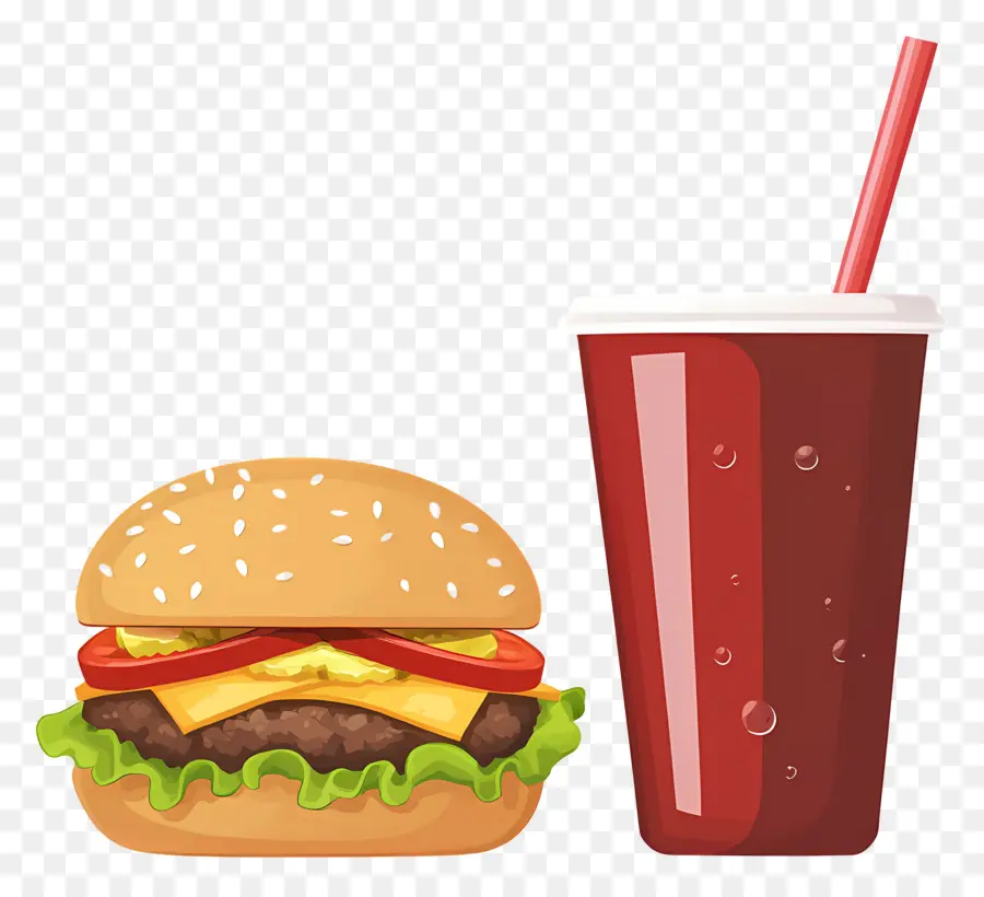 Burger Coca Cola，Burger Dan Minuman PNG