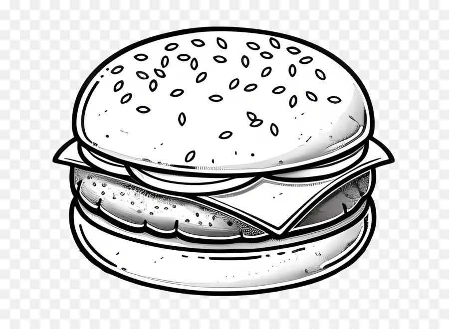 Garis Besar Burger，Sketsa Burger PNG