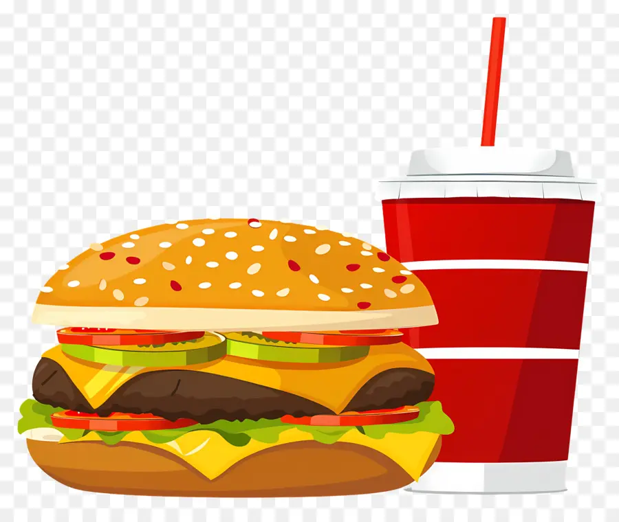 Burger Coca Cola，Burger Dan Minuman PNG