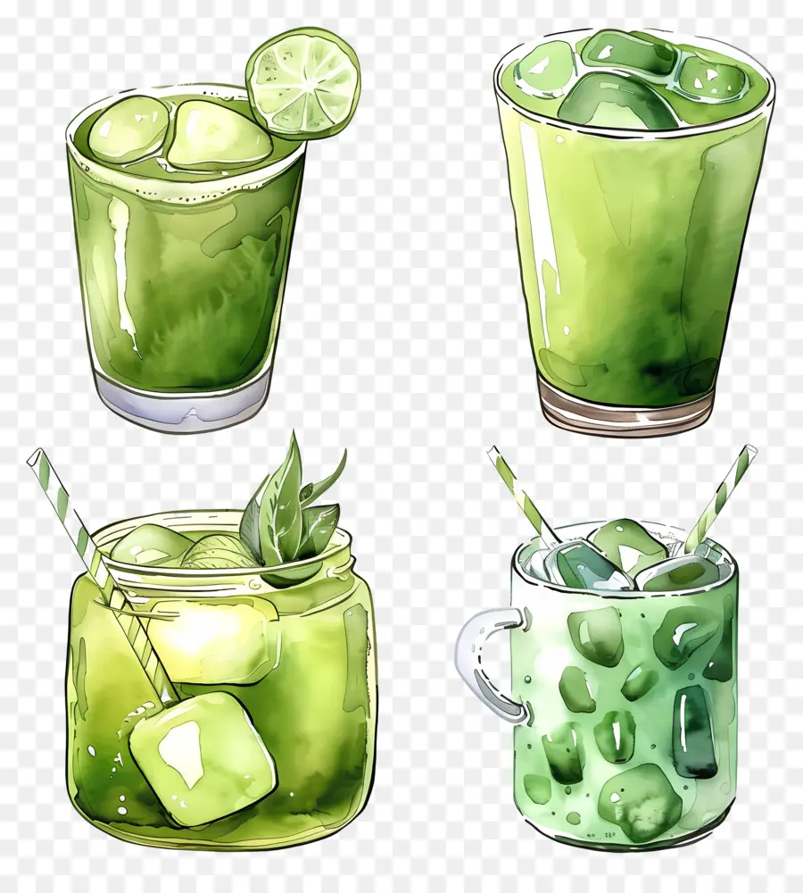 Minuman Matcha，Minuman Hijau PNG