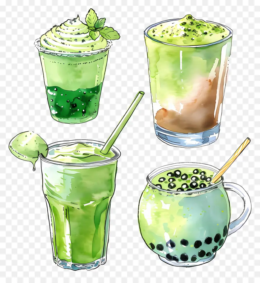 Minuman Matcha，Minuman Hijau PNG