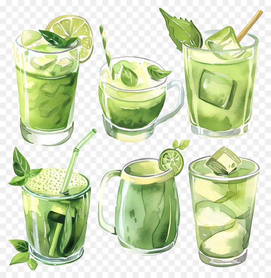 Minuman Matcha，Minuman Hijau PNG