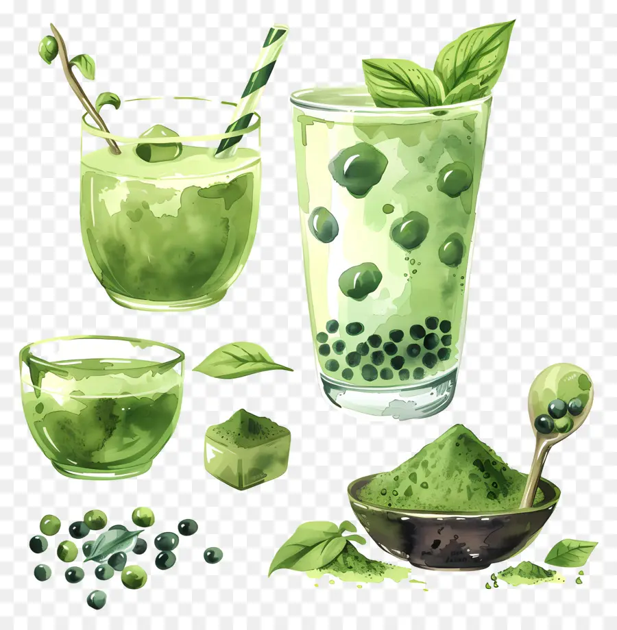 Minuman Matcha，Minuman Hijau PNG