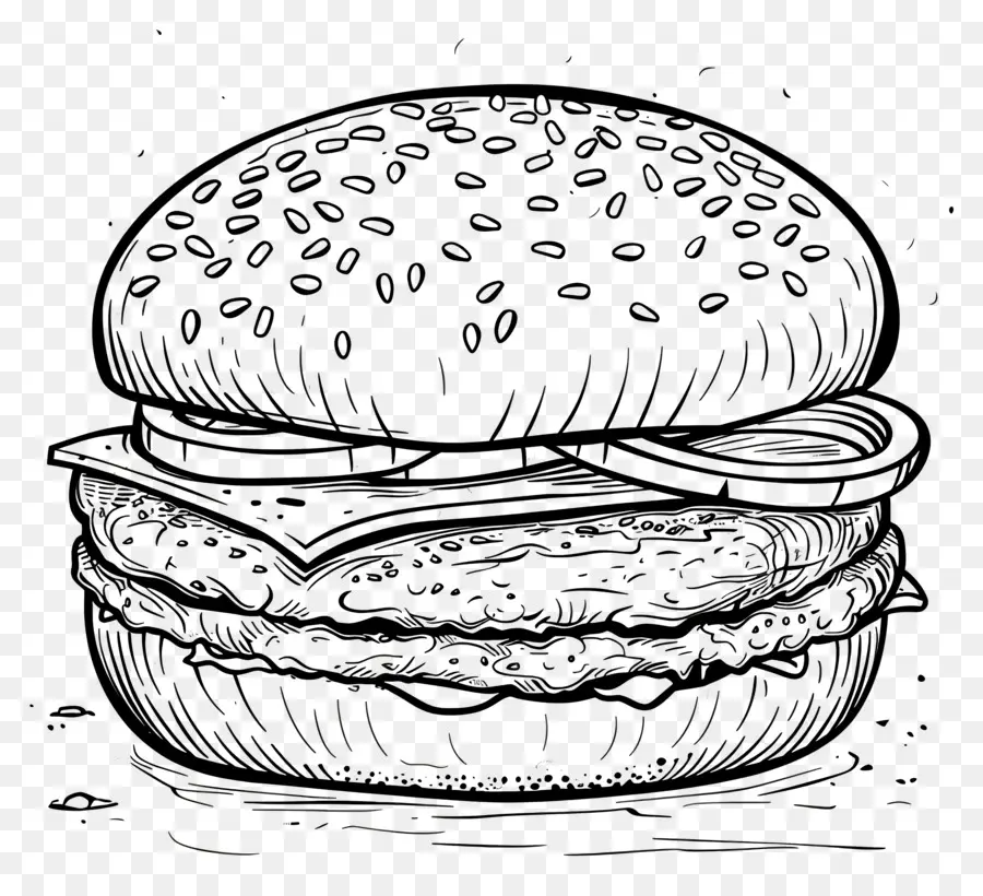 Garis Besar Burger，Sketsa Burger PNG