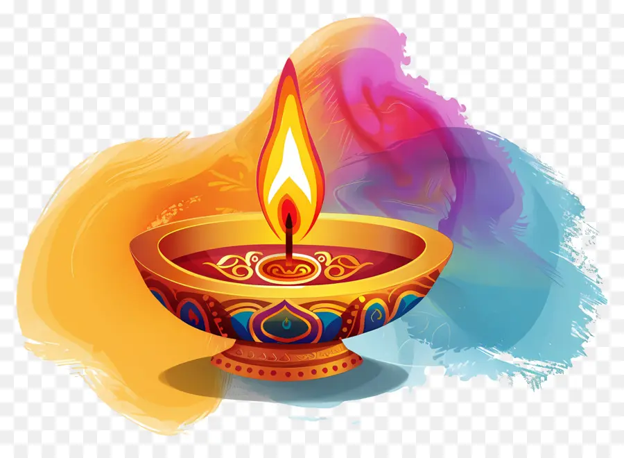 Diwali Diya，Lampu Minyak Menyala PNG