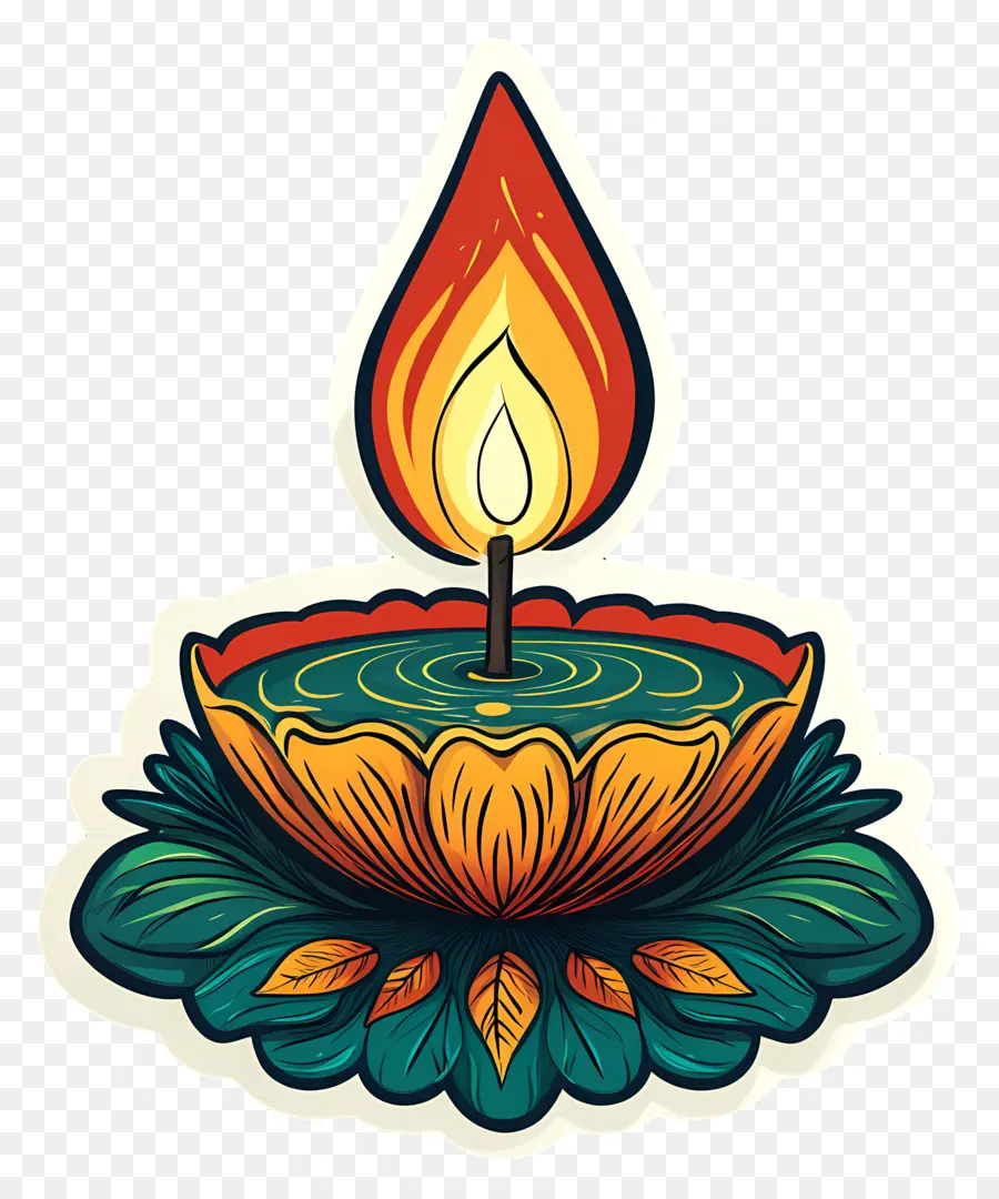 Deepavali，Ilustrasi Diya Tunggal PNG