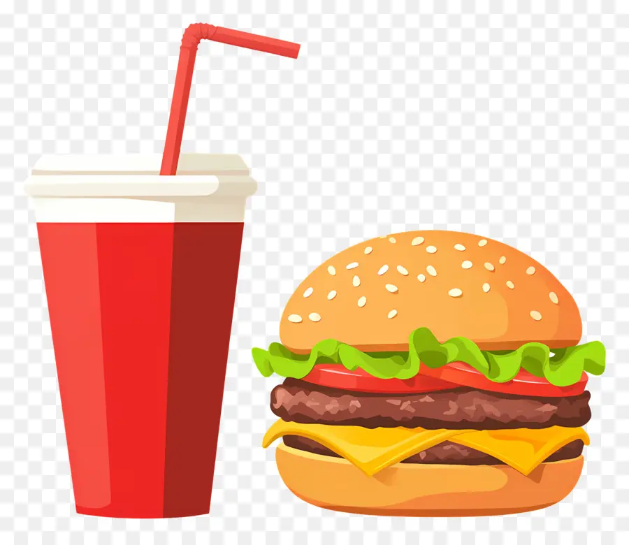 Burger Coca Cola，Burger Dan Minuman PNG