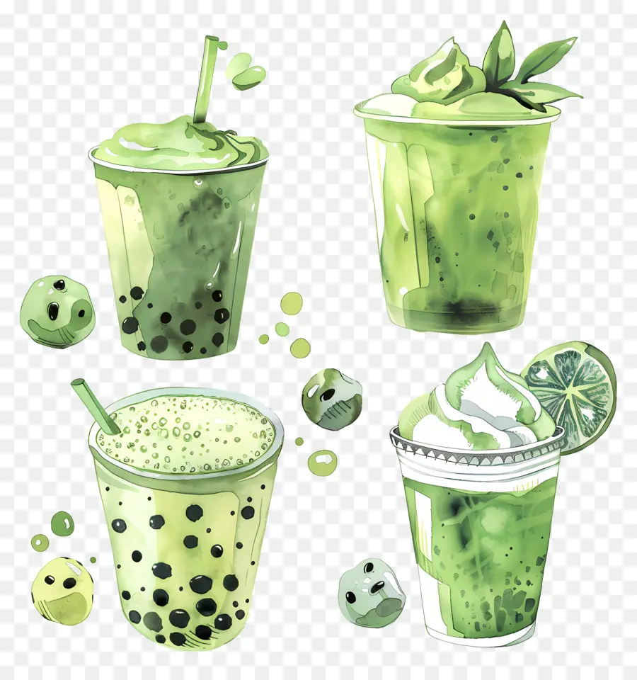 Minuman Matcha，Minuman Hijau PNG