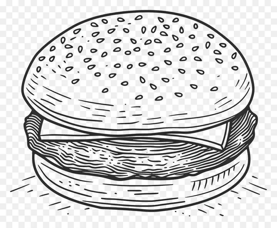 Garis Besar Burger，Sketsa Burger PNG