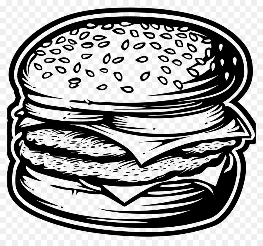 Garis Besar Burger，Sketsa Burger PNG