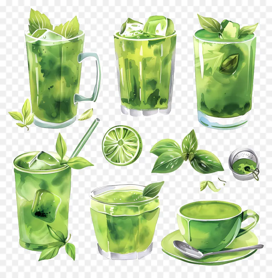 Minuman Matcha，Minuman Hijau PNG