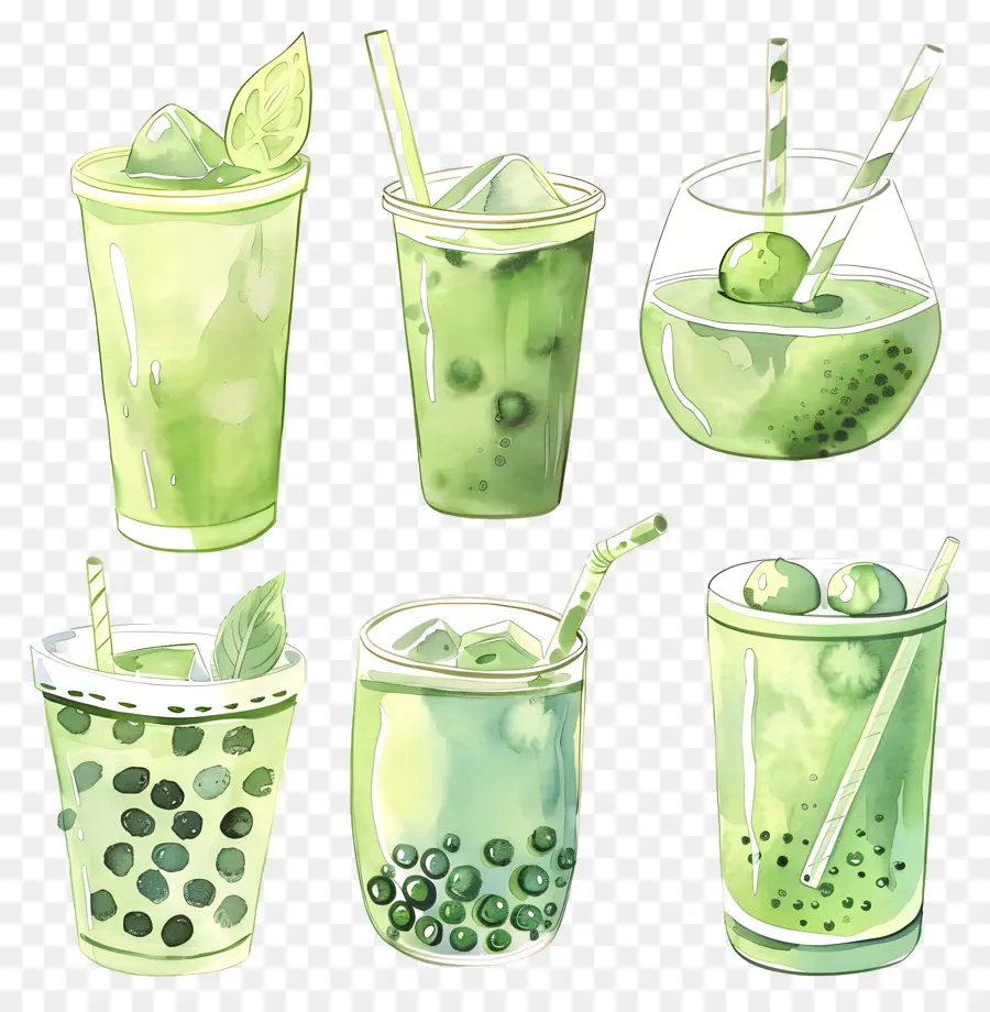 Minuman Matcha，Minuman Hijau PNG