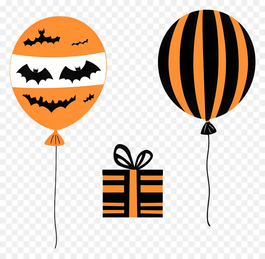 Balon Halloween，Balon Dan Hadiah Halloween PNG