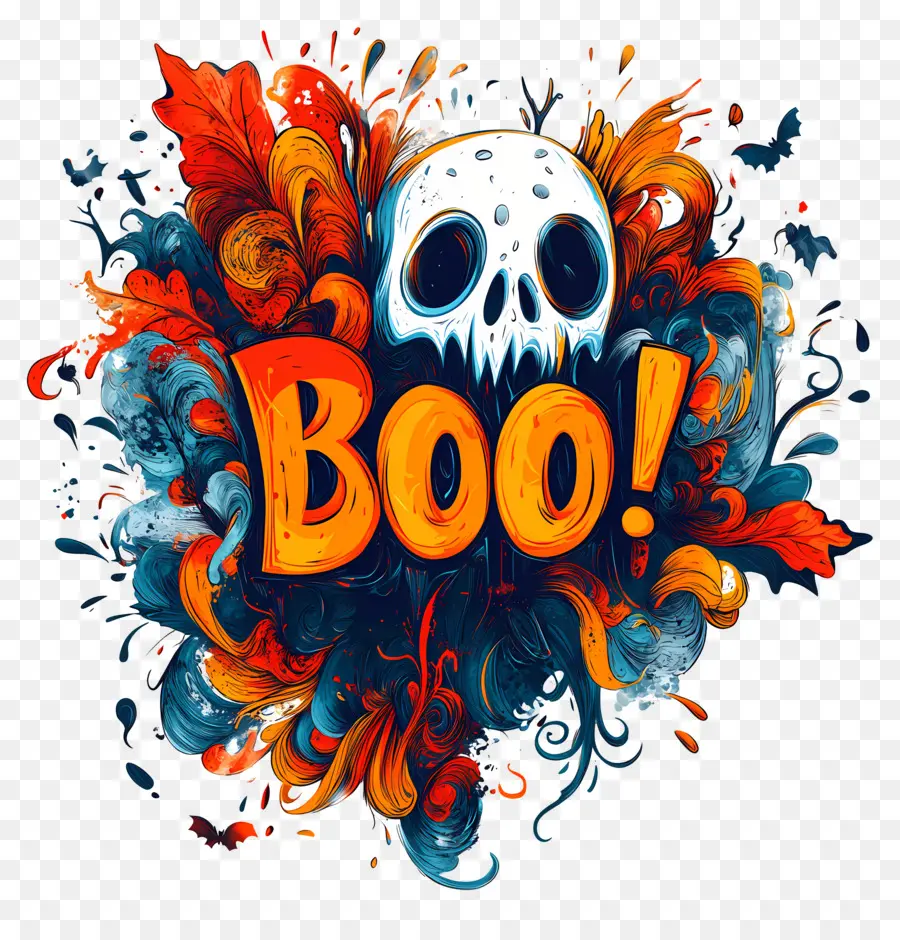 Halloween Boo，Tengkorak Halloween PNG